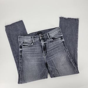 MOTHER jeans the rascal ankle fray black grey stitching in the dark 28 stretch